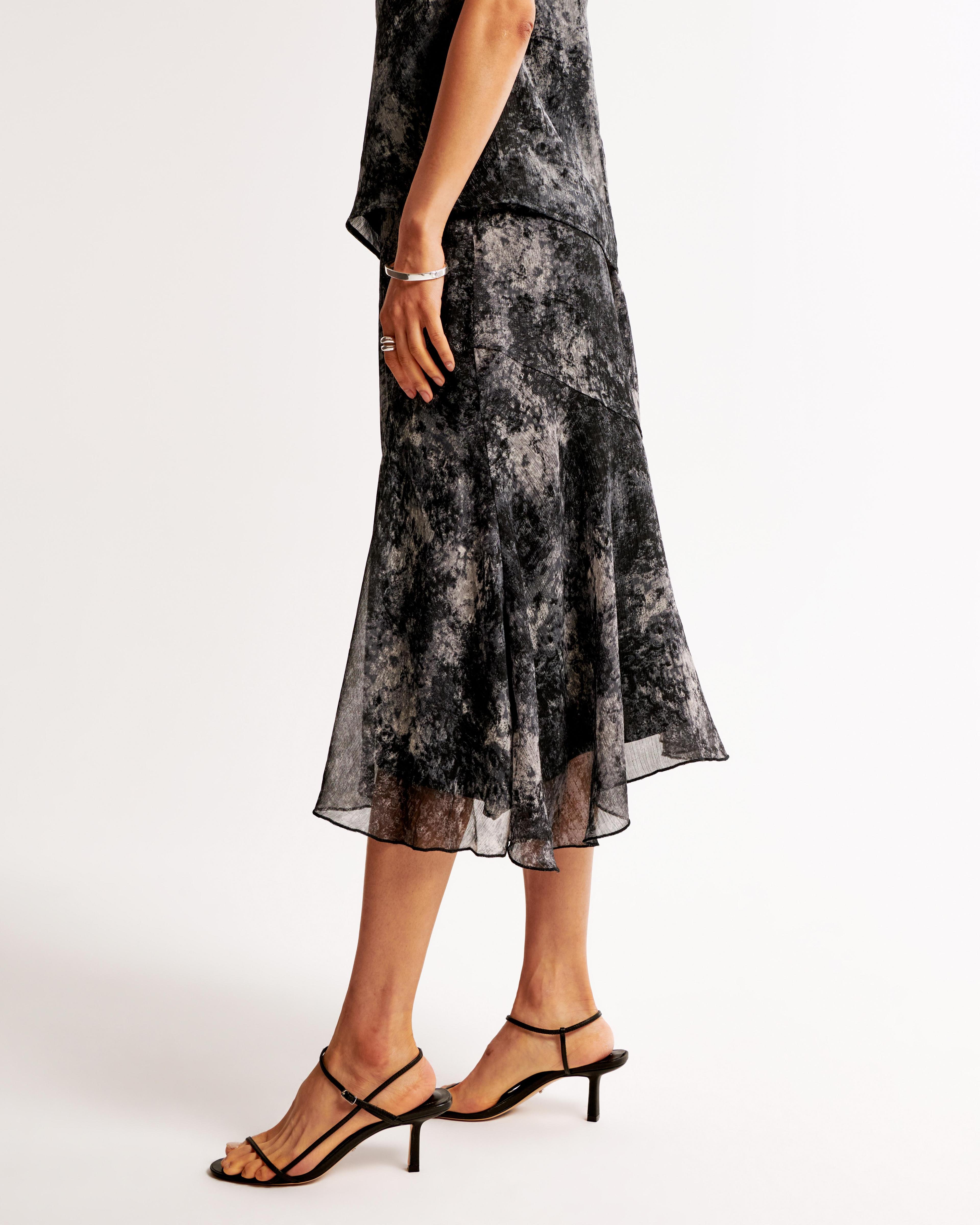 Crinkle Asymmetrical Midi Skirt Product Image