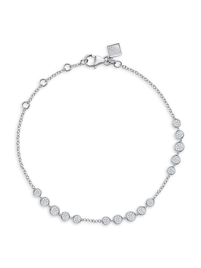 Womens Splash 18K White Gold & Diamond Bezel Station Bracelet Product Image