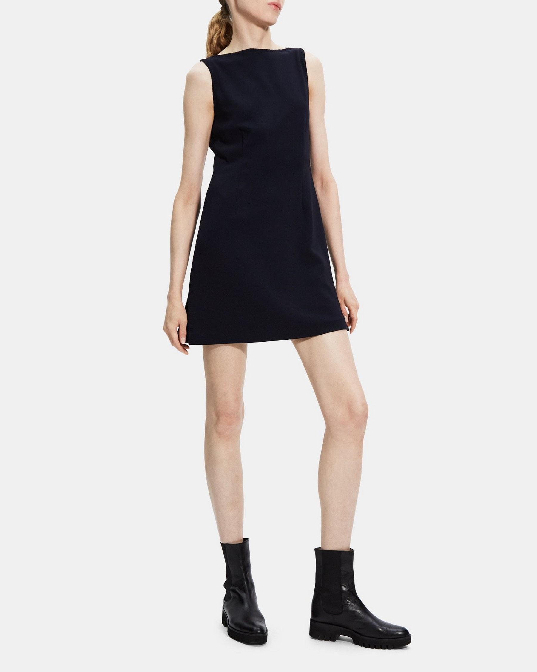 Boatneck Shift Dress in Crepe Product Image