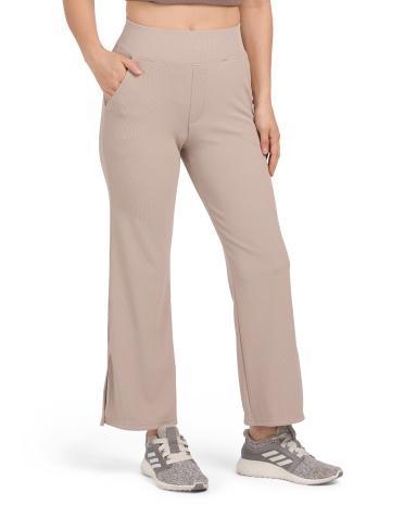 Ribbed Side Slit Pants for Women Product Image