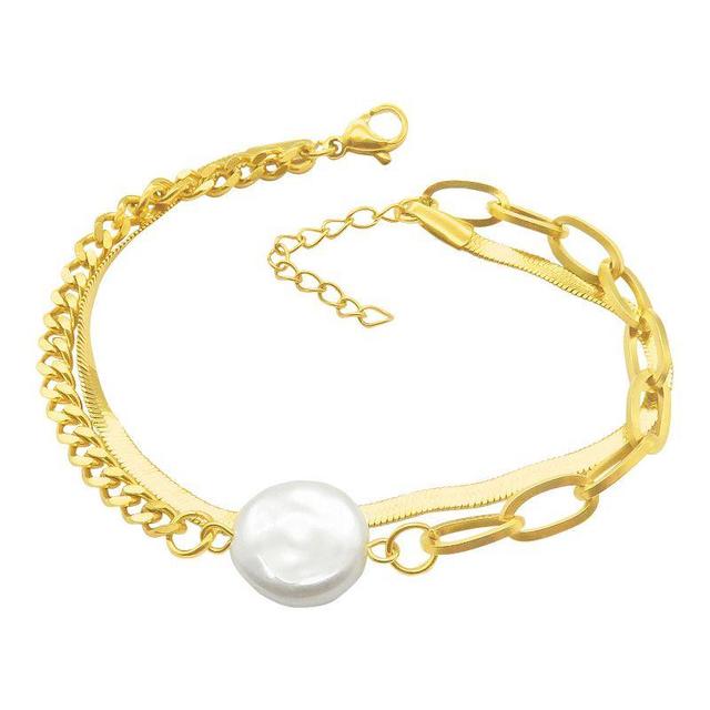 Adornia Mixed Chain Cultured Pearl Bracelet in Yellow at Nordstrom Rack Product Image