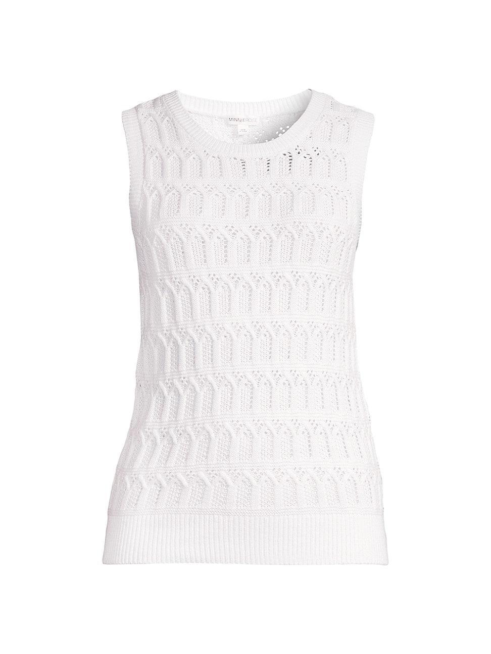 Womens Cotton-Cashmere Pointelle Sleeveless Top Product Image