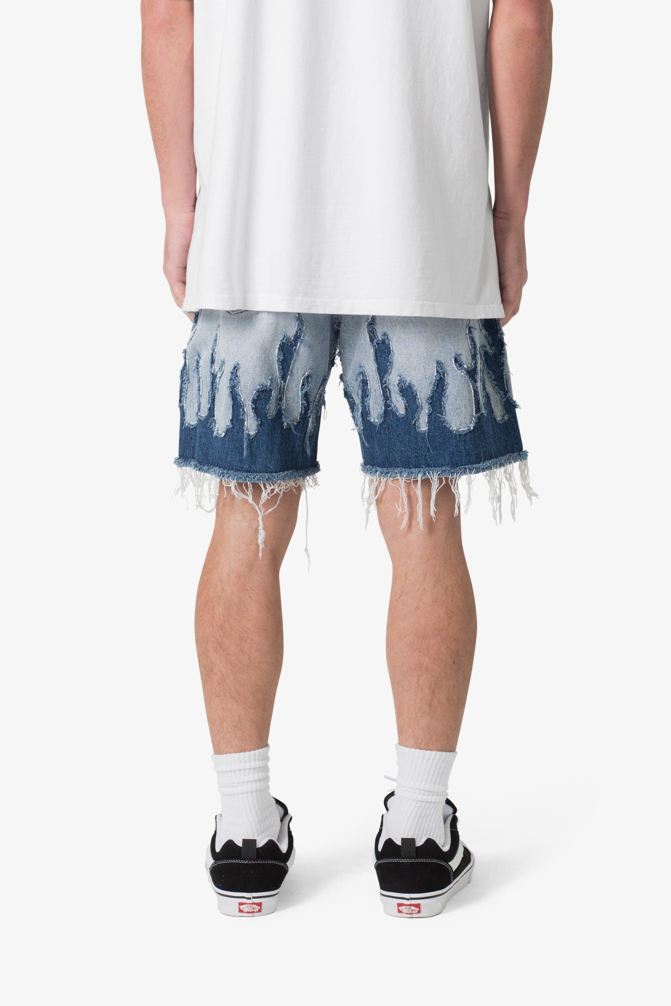 Flame Denim Shorts - Blue Product Image