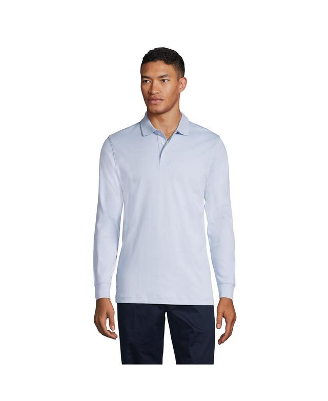 Lands End Mens School Uniform Long Sleeve Interlock Polo Shirt Product Image