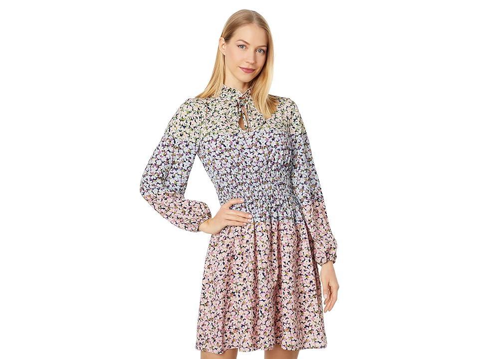 Vince Camuto Floral Smocked Waist Long Sleeve Dress in Blush at Nordstrom, Size 16 Product Image