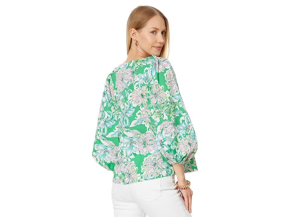 Lilly Pulitzer Barbara 3/4 Sleeve Cotton Top (Spearmint Blossom Views) Women's Clothing Product Image