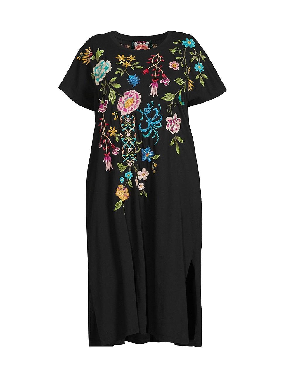 Womens Sheri Cotton Floral-Embroidered Midi-Dress Product Image