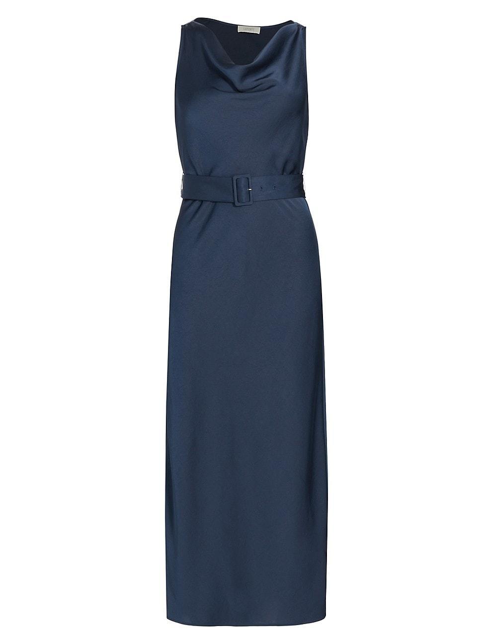 Womens Satin Belted Bias Midi-Dress Product Image