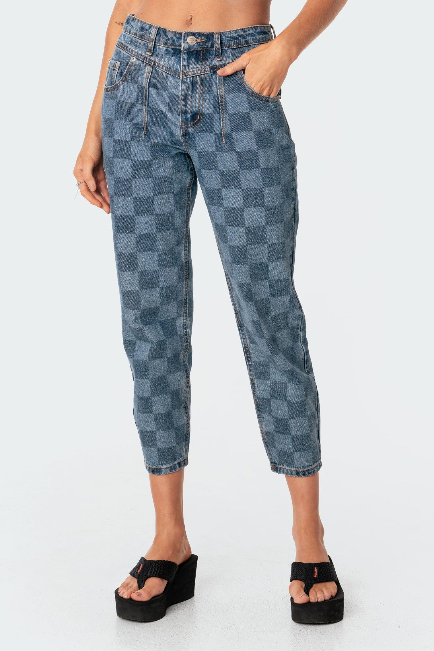 Blue Check Jeans Product Image