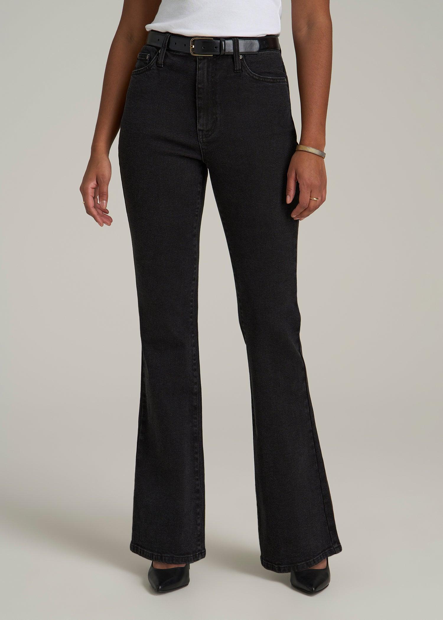 Chloe High Rise Flare Jeans for Tall Women in Onyx Black Wash product image