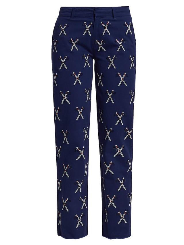 Womens Beaded Ski-Pattern Chino Pants Product Image