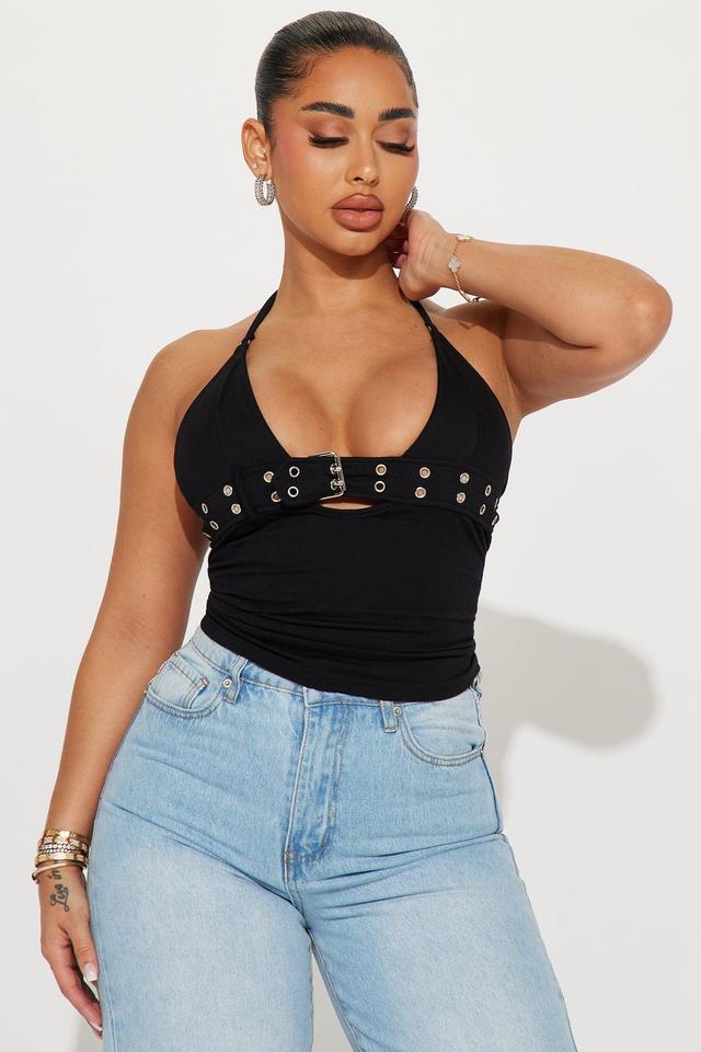 Show Me Around Halter Top - Black Product Image