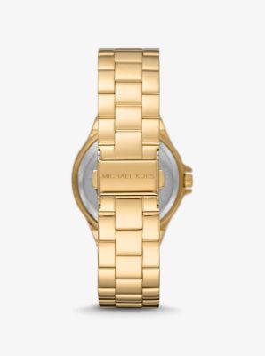 Michael Kors Womens Lennox Three Hand Gold-Tone Stainless Steel Bracelet Watch 37mm Product Image