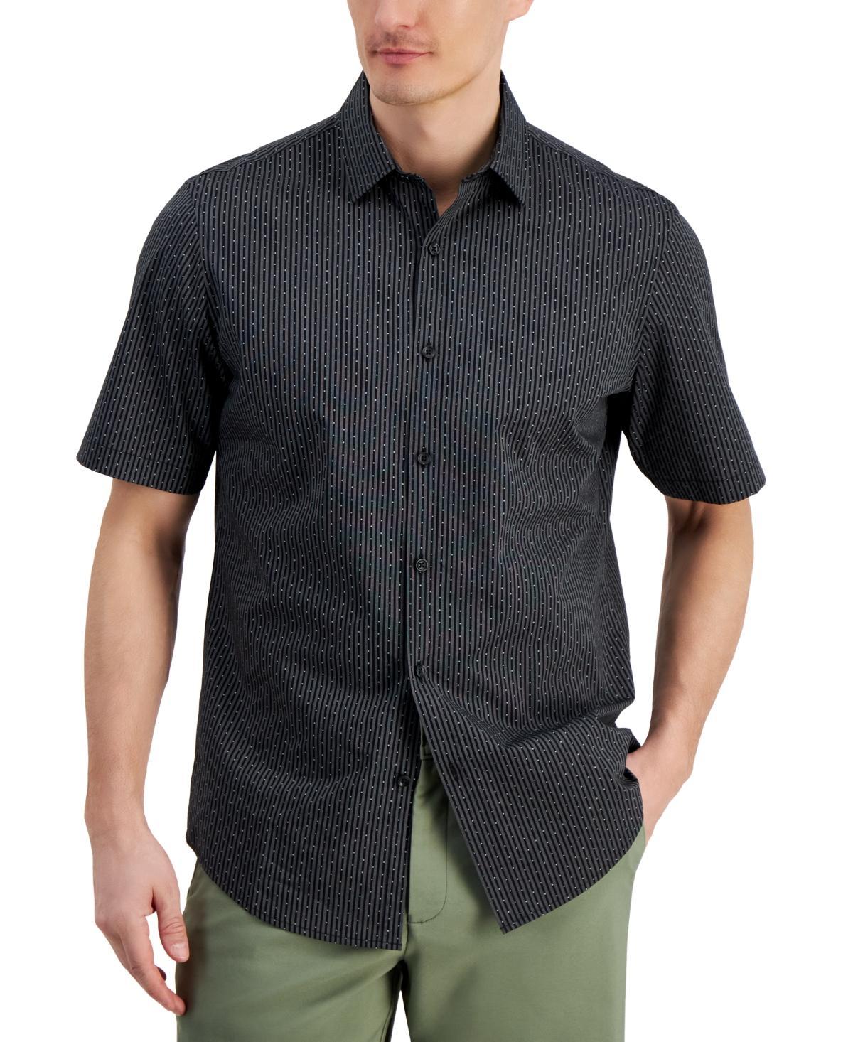 Alfani Mens Regular-Fit Yarn-Dyed Stripe Clip Dobby Button-Down Shirt, Created for Macys Product Image