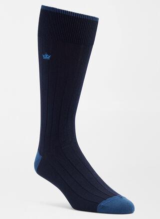 Peter Millar Mens Solid Rib Crew Sock | Color: Navy | Size: OS Product Image