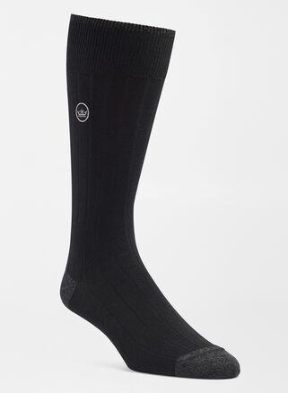 Peter Millar Mens Solid Rib Crew Sock | Color: Black | Size: OS Product Image