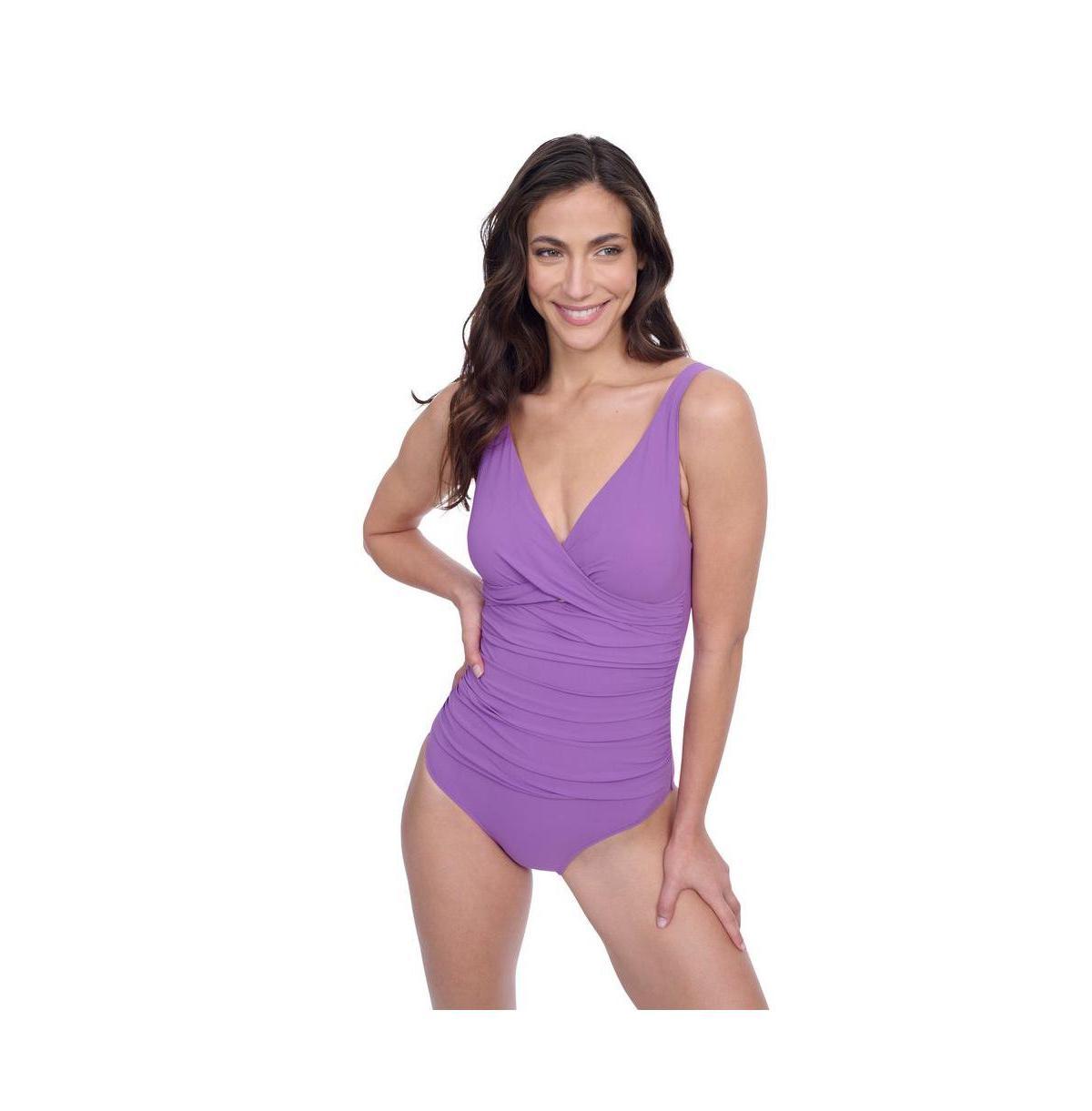 Profile by Gottex Womens Devine Ruched V-Neck One Piece Swimsuit Product Image