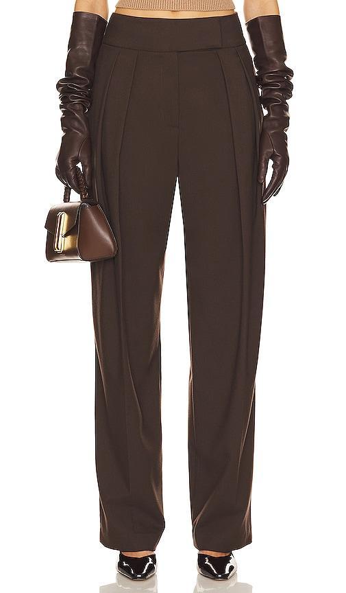 Helsa Crossover Suit Trouser Chocolate. (also in M). Product Image