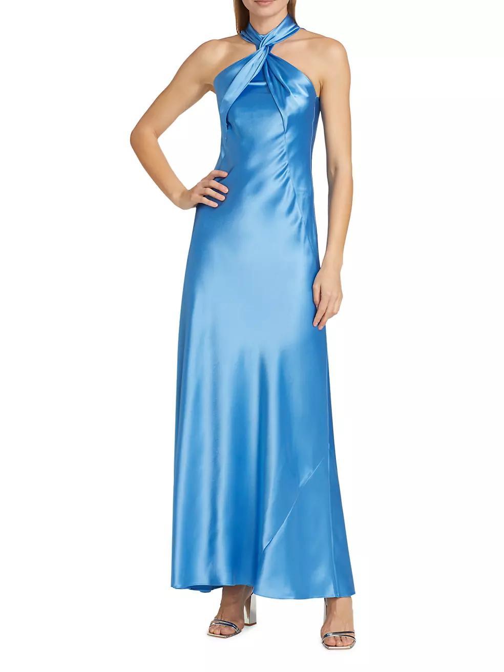 Portico Satin Twist Halter Gown Product Image