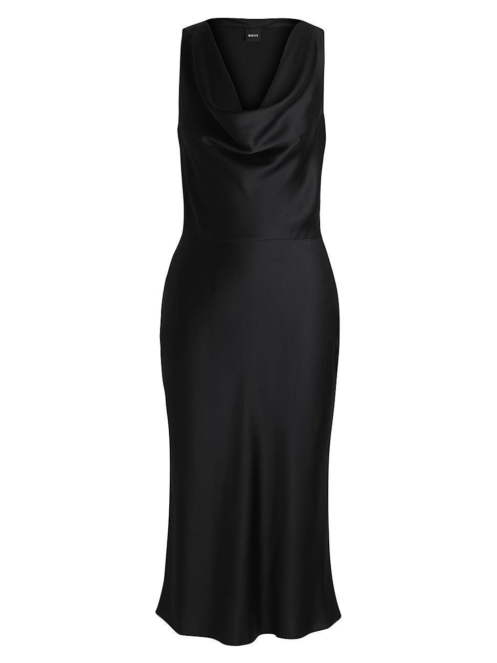 Womens Cowl-Neck Dress in Fluent Satin Product Image