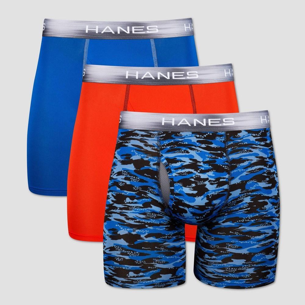 Hanes Premium Mens Performance Boxer Briefs 3pk - Blue/Red Product Image