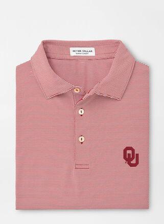 Peter Millar Mens Oklahoma Jubilee Stripe Performance Polo | Color: Crimson | Size: 3XL Product Image