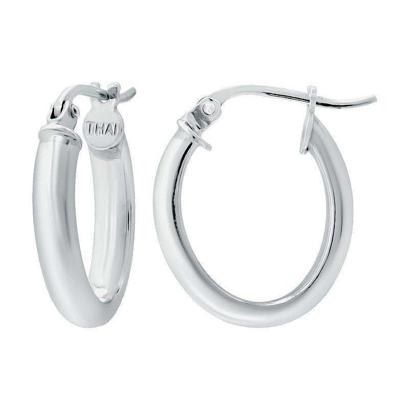 Aleure Precioso Sterling Silver Tube Hoop Earrings, Womens Product Image