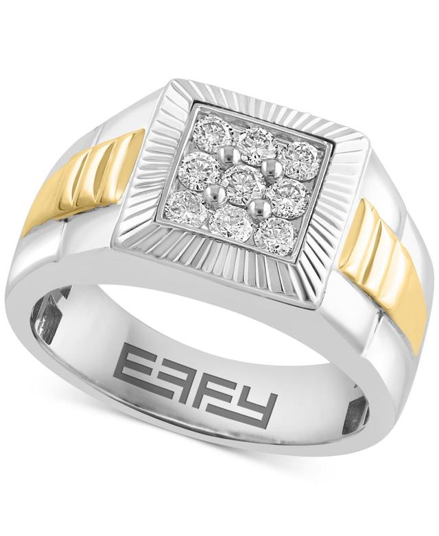 Effy Mens Diamond Cluster Ring (1/2 ct. t.w.) in 10k Two-Tone Gold Product Image