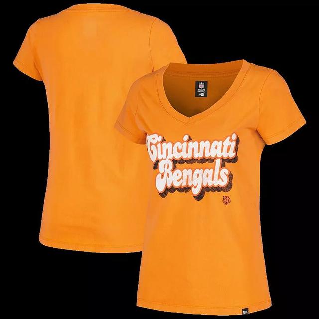 Womens New Era Cincinnati Bengals Enzyme Wash Low V-Neck T-Shirt Product Image