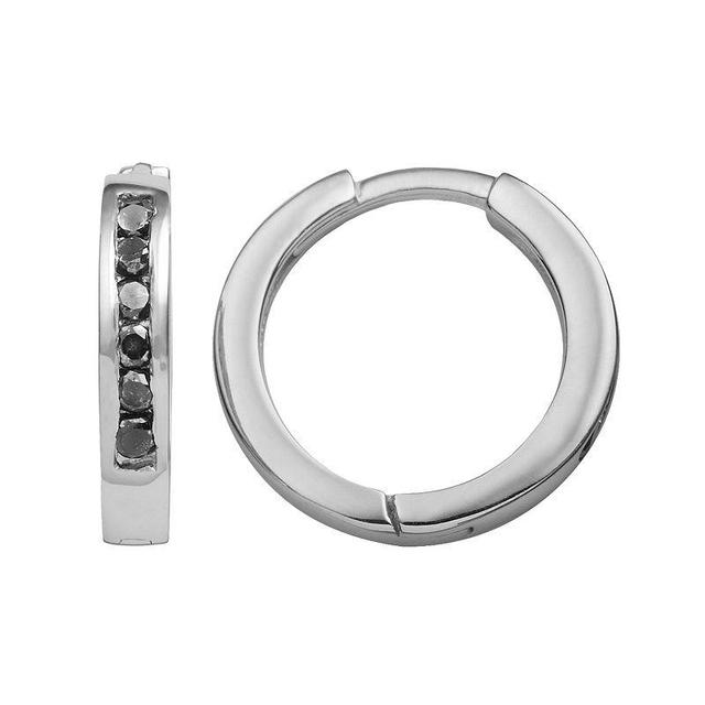 Sterling Silver 1/4-ct. T.W. Black Diamond Hoop Earrings, Womens Product Image