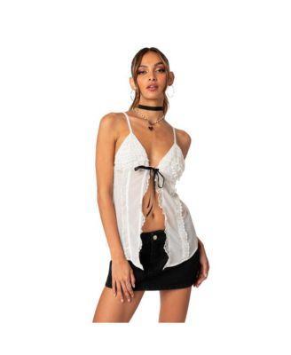 Women's Linette Lacey Sheer Split Front Top Product Image