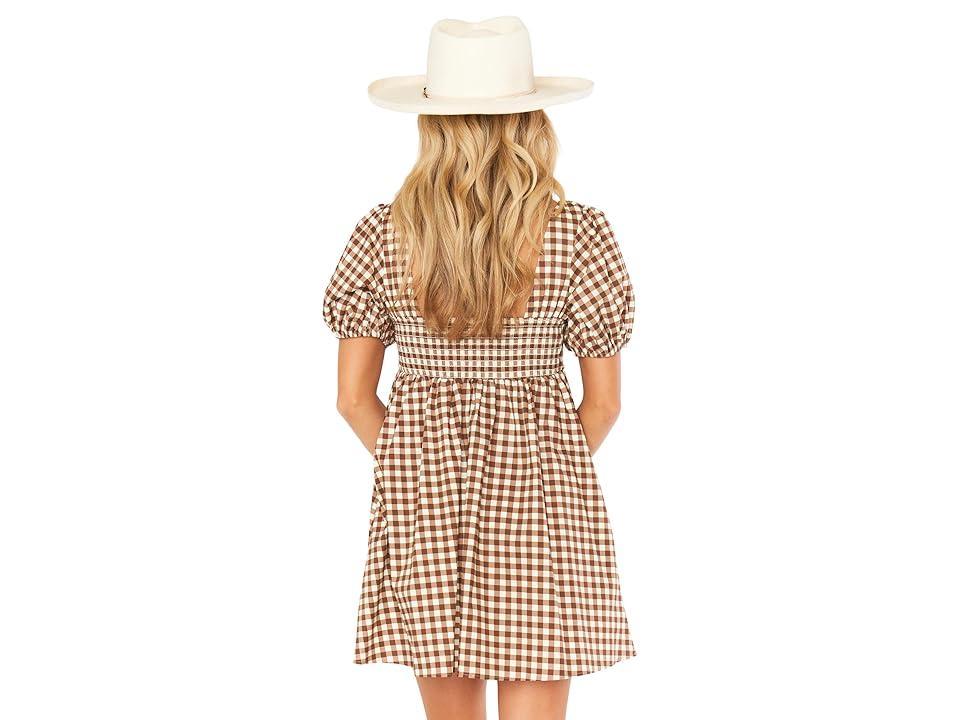 Show Me Your Mumu Smitten Babydoll Dress (Brown Gingham) Women's Dress Product Image