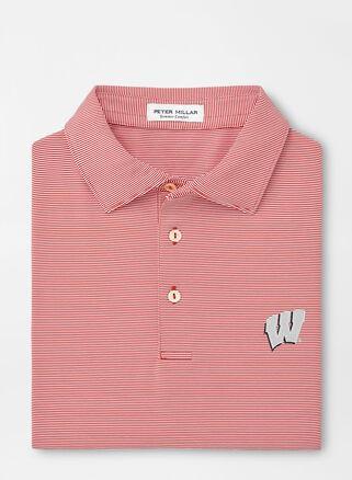 Peter Millar Mens Wisconsin Jubilee Stripe Performance Polo | Color: Red | Size: XL Product Image