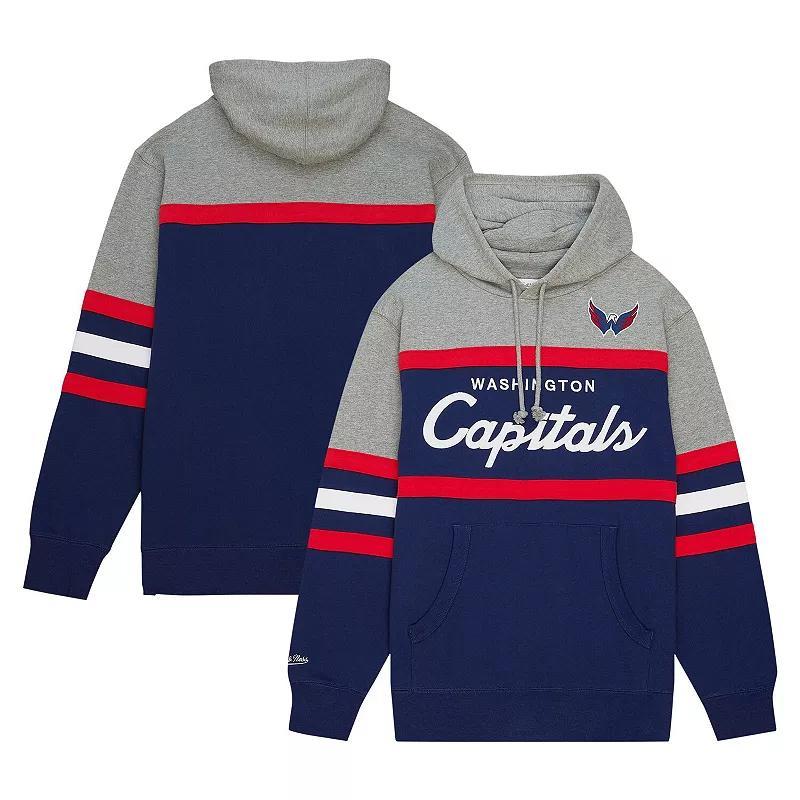 Mens Mitchell & Ness /Gray Washington Capitals Head Coach Pullover Hoodie Blue Product Image