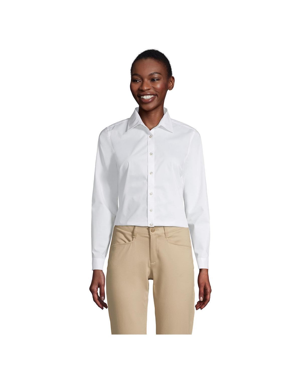 Lands End Womens School Uniform No Gape Long Sleeve Stretch Shirt Product Image