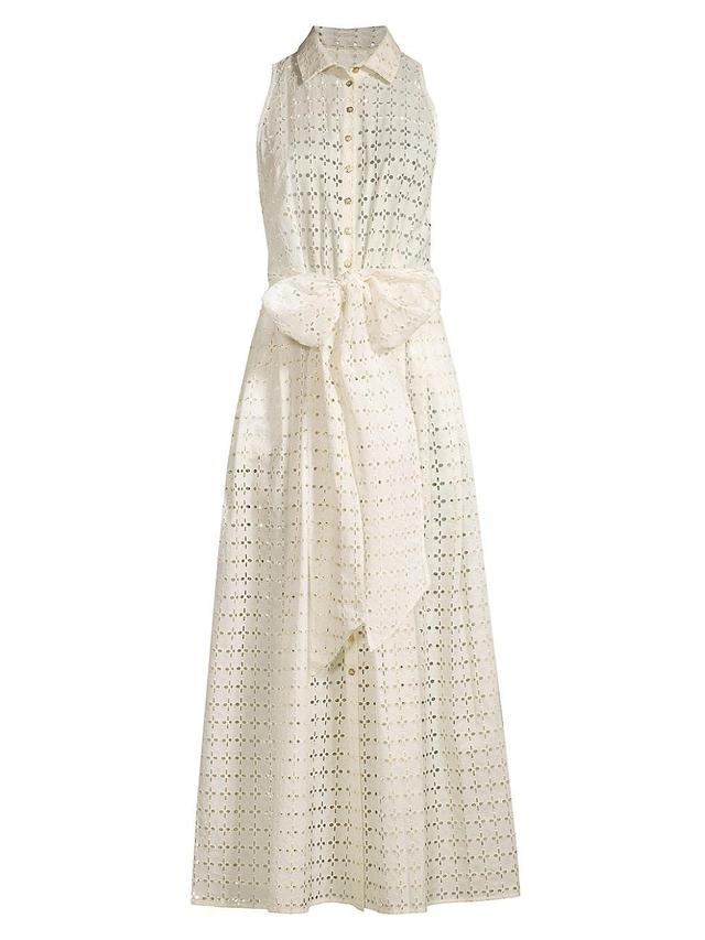 Womens Pictural Eyelet Sleeveless Maxi Dress Product Image