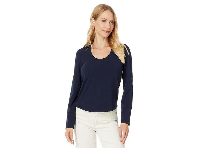 NIC+ZOE Long Sleeve Scoop Neck Tee (Dark Indigo) Women's Clothing Product Image