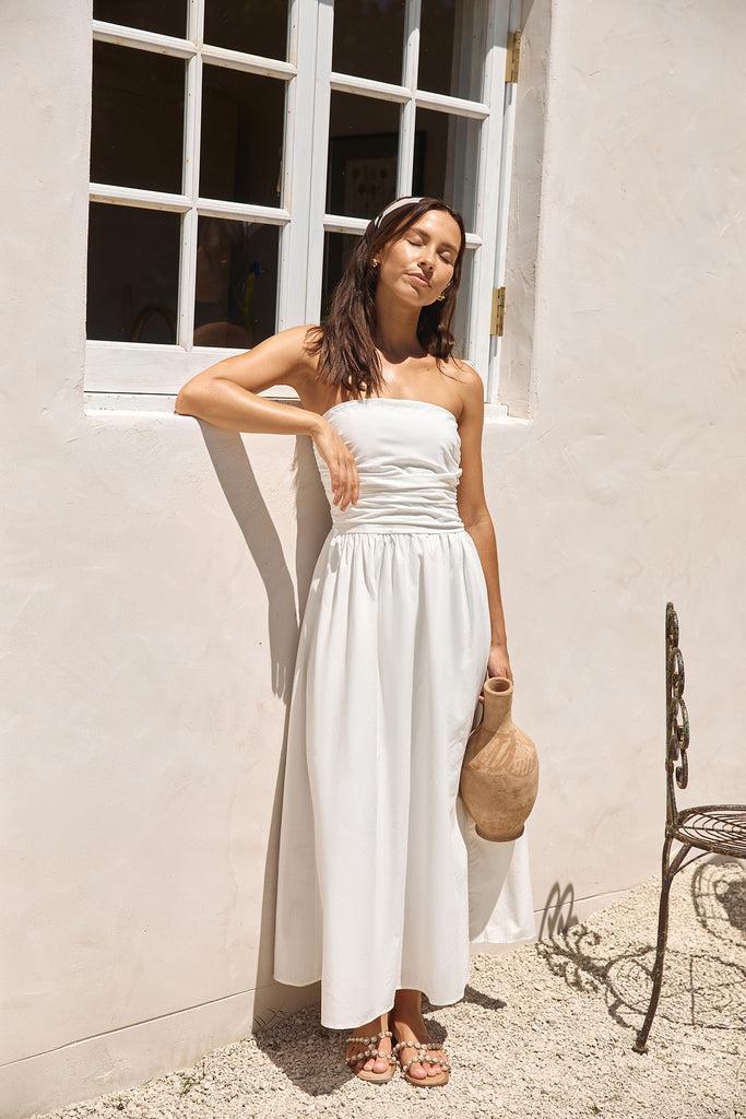 Deep Breaths Strapless Maxi Dress White Product Image