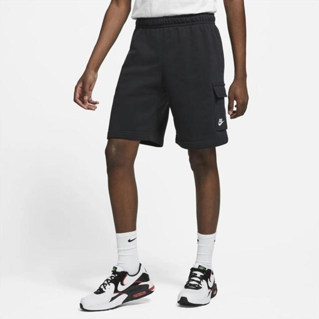 NIKE Sportswear Club Wide-leg Cotton-blend Jersey Cargo Shorts In Black/black/white Product Image