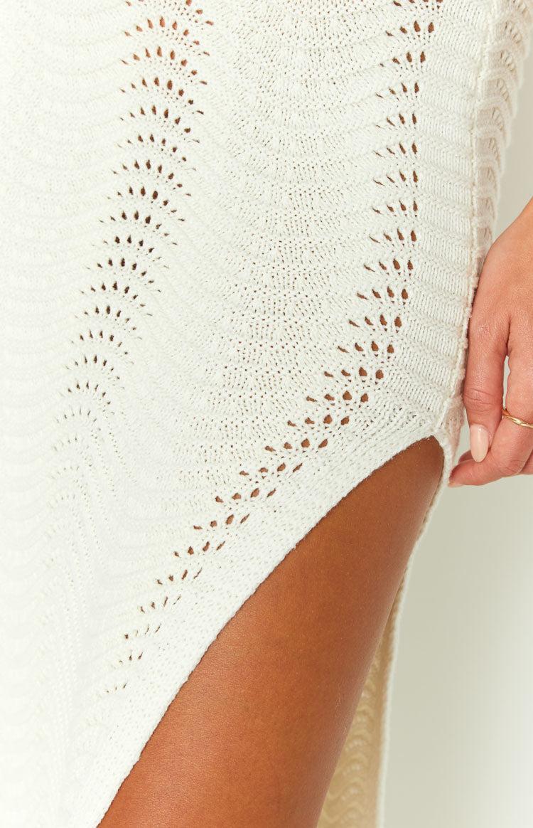 Deni Cream Knit Midi Skirt Product Image