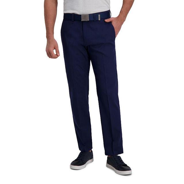 Mens Haggar Cool Right Performance Flex Straight-Fit Flat-Front Pants Dark Gray Grey Product Image