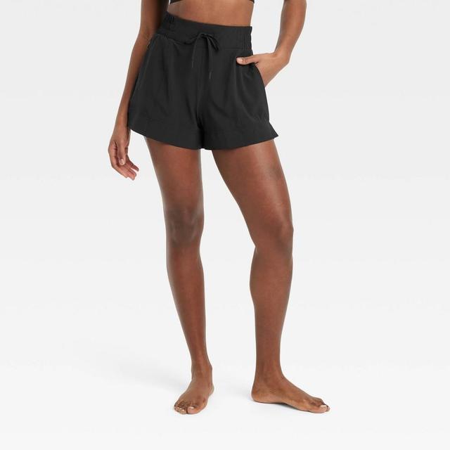 Womens Flex Woven Mid-Rise Shorts 4 - All In Motion Black Product Image