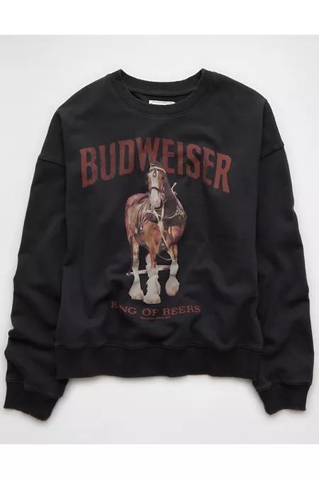 AE Holiday Budweiser Graphic Relaxed Crew Neck Sweatshirt Womens Product Image