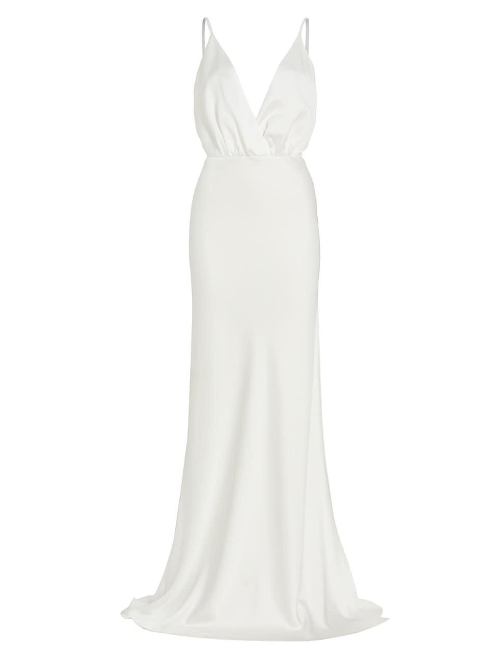 Womens Vick V-Neck Satin Gown Product Image