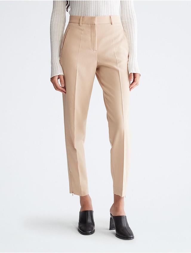 Calvin Klein Womens Tapered Cropped Ankle Pants - Brown - 40 Product Image