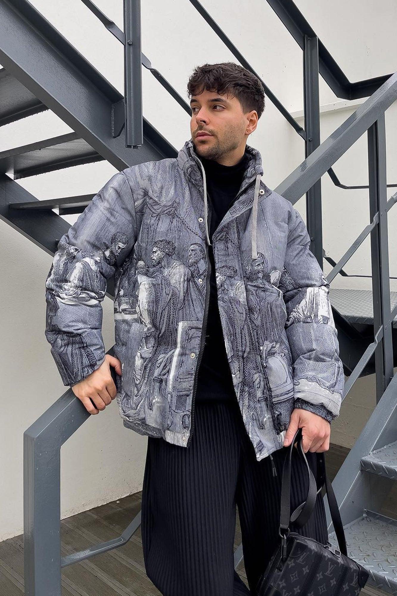 Last Supper Puffer Jacket - Grey/combo Product Image