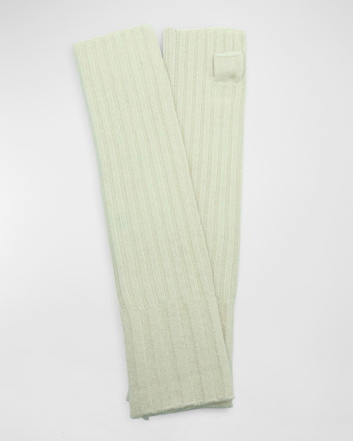 Long Ribbed Fingerless Cashmere Gloves Product Image