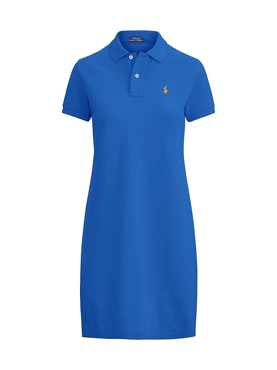 Womens Cotton Mesh Short-Sleeve Polo Dress Product Image