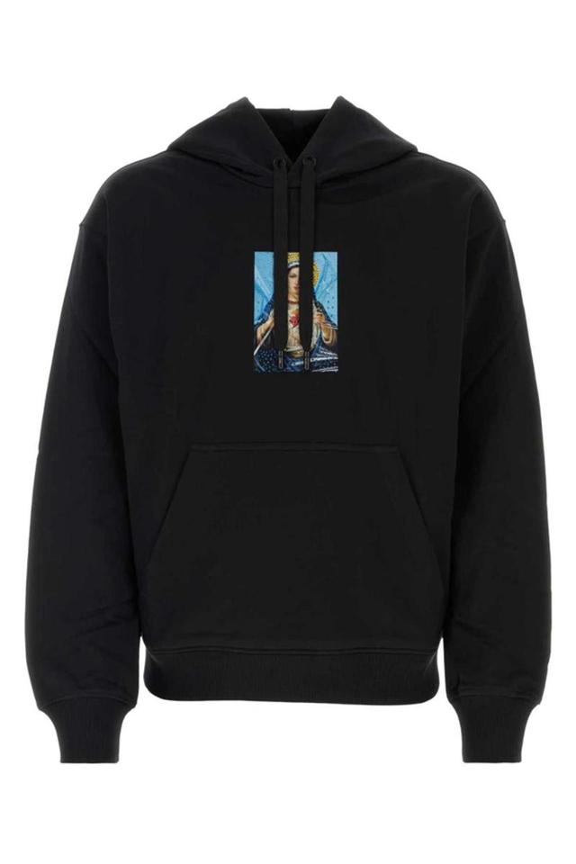 Graphic-print Cotton Hoodie In Black Product Image