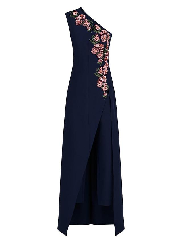 Womens Nadine Embroidered Crepe One-Shoulder Gown Product Image